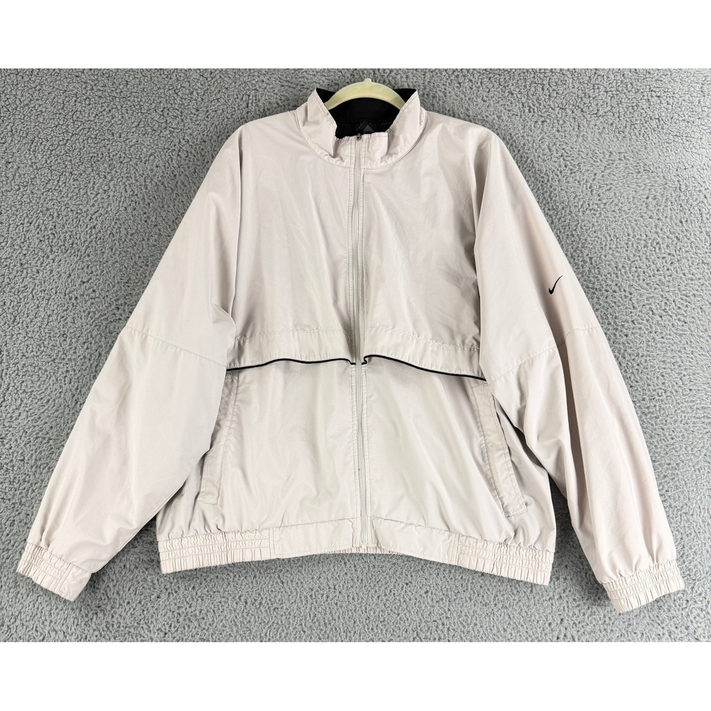 Nike Golf Windbreaker Jacket Mens XL Beige Clima-Fit Full Zip Mesh Lined Vented